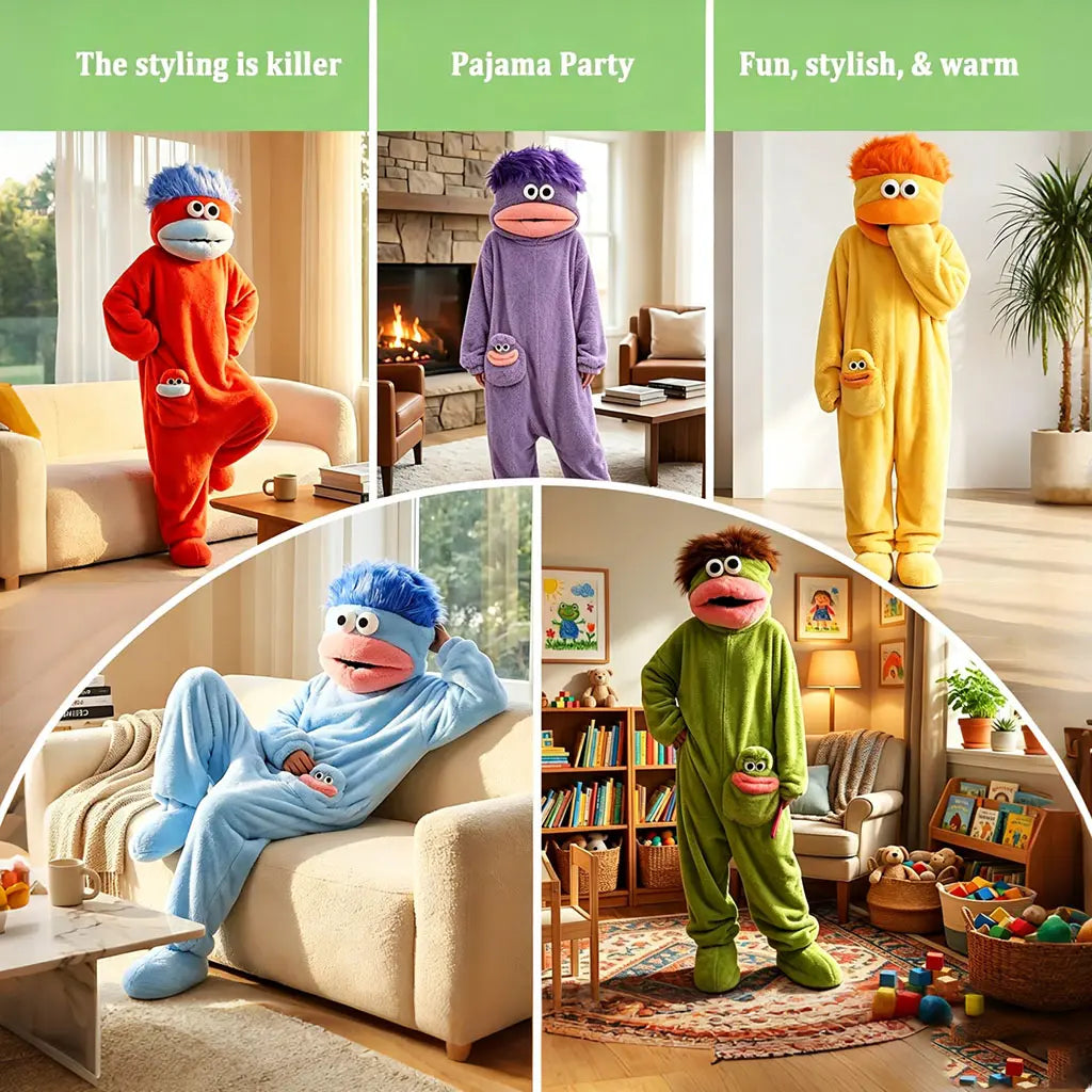 Msrlassn Cute Monster Pajamas Wearable Blanket Hoodie for Women Men, Oversize Soft Warm Cozy Pullover Home Loungewear Funny Pajamas Onesie, Perfect for Home Party Costume Halloween, One Size for Women Men