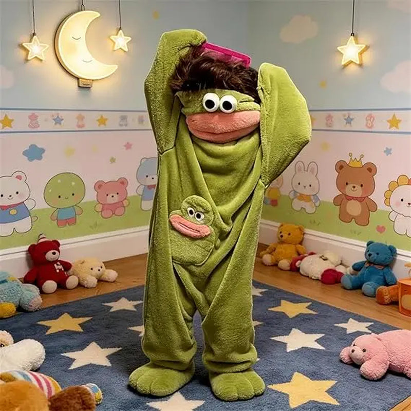 Msrlassn Cute Monster Pajamas Wearable Blanket Hoodie for Women Men, Oversize Soft Warm Cozy Pullover Home Loungewear Funny Pajamas Onesie, Perfect for Home Party Costume Halloween, One Size for Women Men