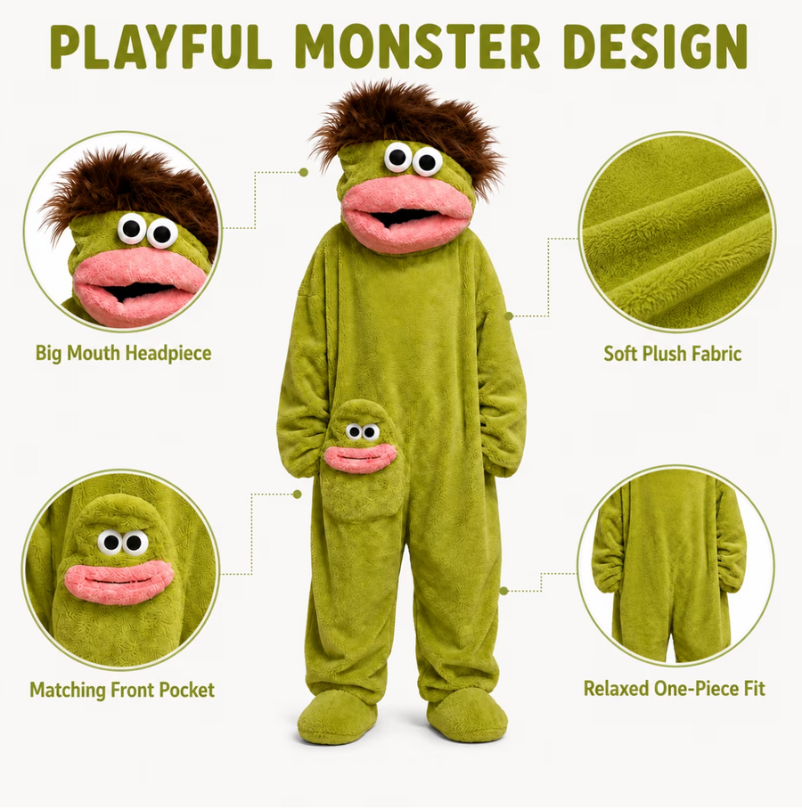 Goober Onesie plush monster onesie design details